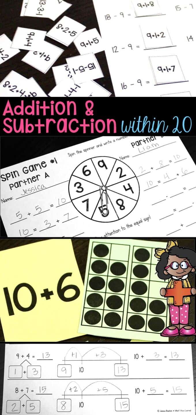 Addition and Subtraction Within 20 - Make 10, Add 10, Use 10 to Add, Use 10  to Subtract